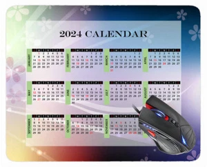 2024 Calendar Mouse Pad with Holidays,Begonia Red Rectangle Gaming Mouse Pads - Picture 1 of 37