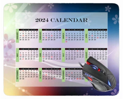 2024 Calendar Mouse Pad with Holidays,Begonia Red Rectangle Gaming Mouse Pads - Image 1 of 4