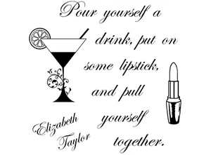 Pour Yourself a Drink 2 pcs 3.5 Inch Black Fused Glass Decals - Picture 1 of 1