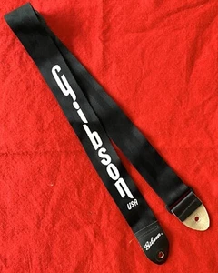 Vtg Gibson Original Logo ACE Style Black Guitar Strap Made in USA - Picture 1 of 2