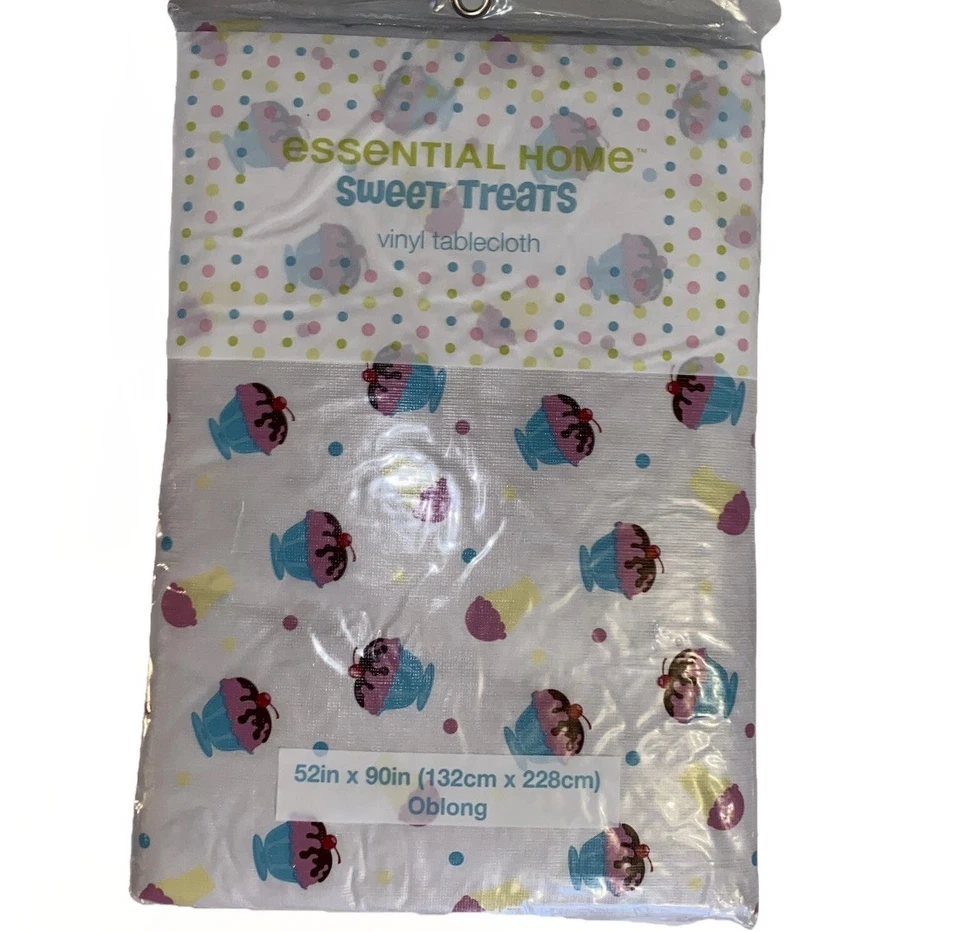 Essential Home Vinyl Tablecloth 52 X 90 Oblong Sweet Treats Kmart Wipe Clean New - Image 1 of 4