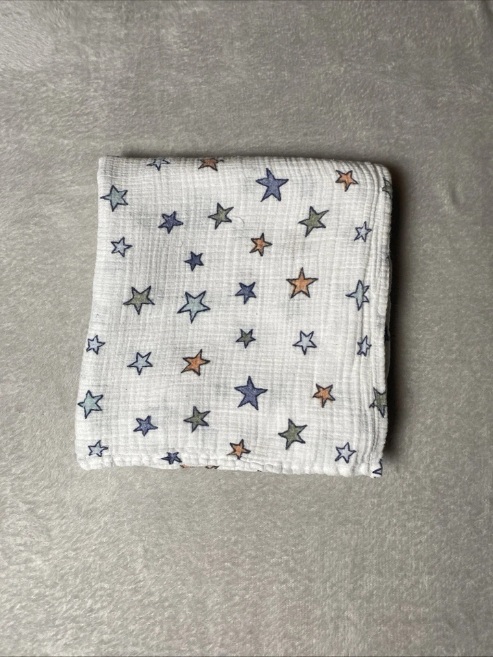 Manta de bebé Aden + Anais naranja verde azul gris estrellas suave blanco muselina envoltura Foto 1 de 4