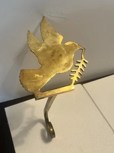 Vintage Solid Brass Dove Stocking Hanger Mantle Shelf Holiday Decoration READ - Picture 1 of 4