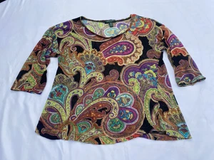 LAUREN Ralph Lauren tops for women sz M floral 3/4 sleeve linen - Picture 1 of 11