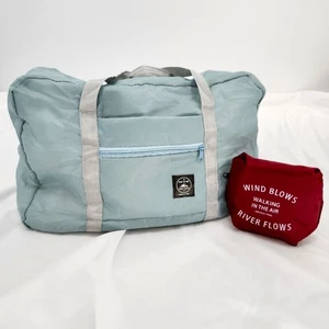 Packable Ripstop Duffle Bags Bundle Lot of 2 Light Blue Maroon Travel 18 X 12 - Picture 1 of 7