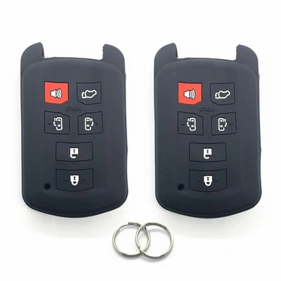 2Pcs Black Silicone 6 Buttons For Toyota Sienna 2011-2019 Key Case Fob Cover - Image 1 of 4