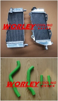 Aluminum radiator for Kawasaki KX 125 KX125 2003 2004 2005 03 04 05 + hose GREEN Foto 1 de 4