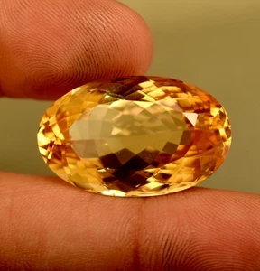 29.85 Ct Natural Golden Yellow Citrine Certified Oval Cut Loose Gemstone - Picture 1 of 5