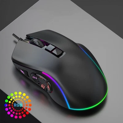 RGB Gaming Mouse Macro Define 6 Levels Adjustable DPI 7200dpi Optical Resol DW - Image 1 of 4