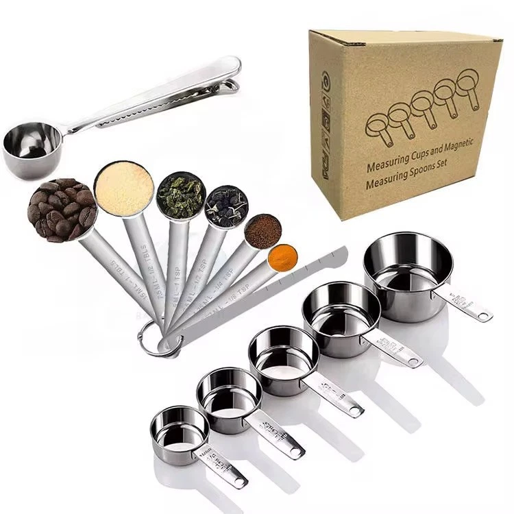 Measuring Cups & Spoon Set 13Pcs Premium Stainless Steel including clip spoon - Image 1 of 4