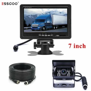 ESSGOO 7" con cable estacionamiento cámara de marcha atrás LCD kit de monitor de visión trasera camión autobús furgoneta - Imagen 1 de 13