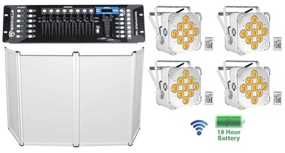 (4) Rockville BEST PAR 60 White Rechargeable Wireless Wash Lights+Facade+Control - Image 1 of 4