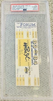 Magic Johnson Signed 1983 NBA Playoff Ticket GEM Mint 10 Autograph PSA/DNA Pop 1 - Image 1 of 4