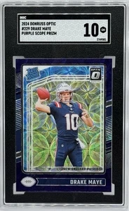 Drake Maye 2024 Panini Donruss Optic Rated Rookie Blue Scope Prizm #229 SGC 10 - Picture 1 of 2