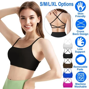 Women Sport Bras Sexy Fitness Tank Tops Bra w/Pad for Gym Yoga Workout Running - Picture 1 of 39