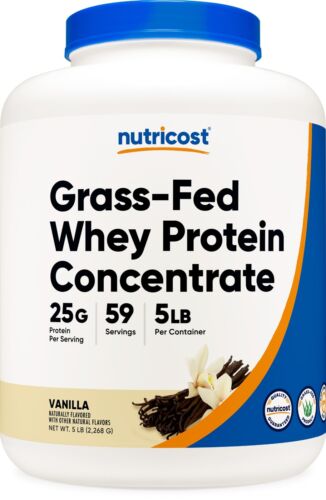 Nutricost Grass-Fed Whey Protein Concentrate (Vanilla) 5LBS