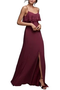 Watters Jasper Ruffle Popover Gown Wine SZ 6  Wine Mrsp $260 - Picture 1 of 2