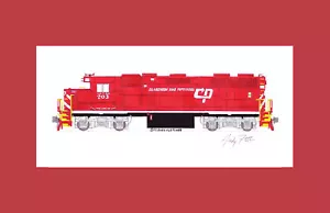 Clarendon & Pittsford GP38 #203 11""x17"" estampado enmarañado firmado por Andy Fletcher - Imagen 1 de 1
