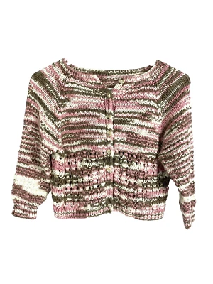 Cárdigan Suéter Tejido Hecho a Mano Niñas Pequeñas Pequeño Rosa Blanco Marrón Manga Larga Foto 1 de 4