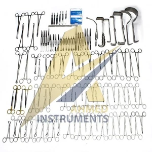 Juego de 108 piezas de instrumentos básicos de laparotomía acero inoxidable quirúrgico médico alemán grado - Imagen 1 de 2