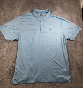 Callaway Men’s Opti Dri White/Blue Checker Golf Polo XXL / 2XL - Picture 1 of 14