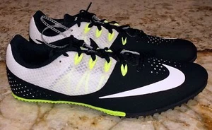 NIKE Zoom Rival S 8 Black White Volt Sprint Track Spike Shoes NEW Mens Sz 12 - Picture 1 of 6