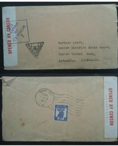RARE 1942 India Censor Cover ties 3 1/2A blue stamp canc Naini Tal to Australia - Picture 1 of 3