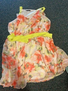 Maurices Womens Pleated Floral Print Shift Dress Tie-Waist Plus Size 2 2XL - Picture 1 of 2