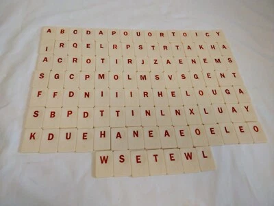 Full Set of 112 RUMMIKUB LETTER TILES - CLEAR RED FONT - FULL SIZE - Image 1 of 3