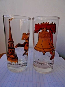 2-1976-Bicentennial Celebration Series  Glasses 5 3/4" tall- Revere-Liberty Bell - Picture 1 of 2