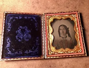 Ambrotypie im schönen Etui hübsch in "rosa" Portrait kobaltblau Samt - Bild 1 von 8