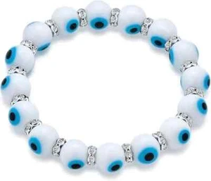 Türkisches Evil Eye Kristall Glas Perlen Stretch Armband - Bild 1 von 2