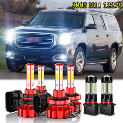 Combo de bombillas de faros LED haz alto/bajo + kit de luces antiniebla para GMC YUKON XL 2015-2019 Foto 1 de 4