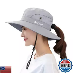 UPF 50+ Wide Brim Sun Hat Waterproof UV Protection Bucket Boonie Hat for Wome - Picture 1 of 5