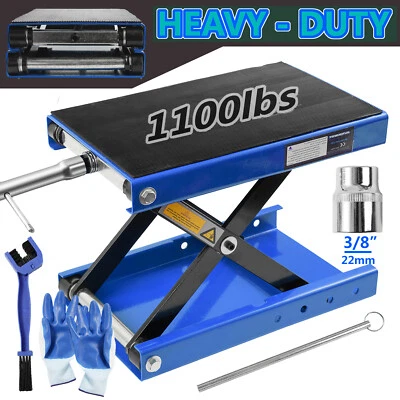 Heavy Duty Motorcycle 1100lb Scissor Jack Lift Wide Deck Hoist Stand ATV Bike BL - Image 1 of 4