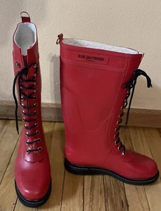 Isle Jacobsen Hornbaek Women Wellies Rubber Boots Insulated Lace-up Sz41/10.5 Us - Picture 1 of 7
