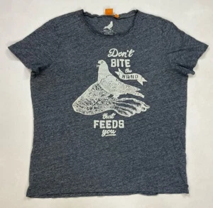 Hugo Boss Don't Bite The Hand That Feeds You Bird Graphic T-shirt Men Large Gray - Picture 1 of 12