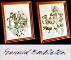 Pair Of Vintage 7" X 9" Ronald Embleton Prints In Wood & Perspex Hanging Frames