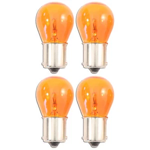 1156 BA15S 21W Amber Turn Signal Blinker Single Filament 4x Light Bulb Globe - Picture 1 of 2