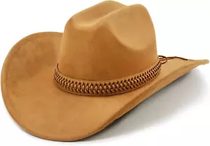 Cowboy Hat for Women and Men with Shapeable Wide Brim - Felt Cattleman Western H - Picture 1 of 6