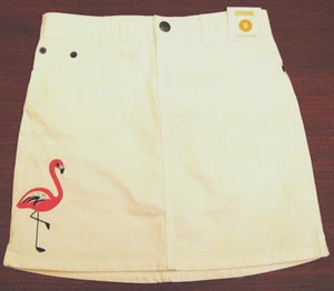 NWT GYMBOREE Palm Beach White Denim Flamingo Scooter Skirt Shorts Sz 9 - Picture 1 of 2