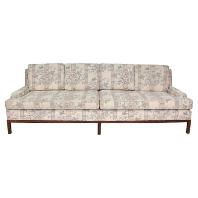 Sofá floral Mid-Century blanco nogal Harvey Probber Wormley Dunbar años 50 Foto 1 de 4