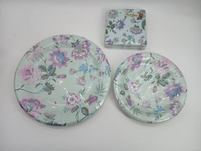 (Lote de 3) Punch Studio Dije Floral 8 Papel Cena 8 Plato de Postre 20 Servilletas  Foto 1 de 4