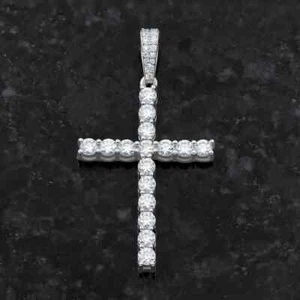 1.90Ct Round Cut Lab Created Diamond Cross Pendant 14k White Gold Plated - Picture 1 of 5