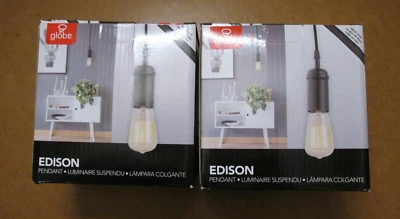 (2) Luces colgantes Globe Edison negras mate Foto 1 de 4