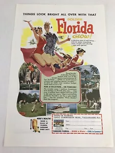 Golden Florida Glow Vtg 1954 Travel Print Ad Advertising Art - Picture 1 of 3
