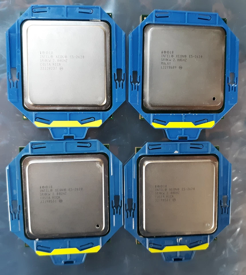 Lote de 4 procesadores CPU Intel Xeon E5-2620 SR0KW 2,00 GHz con soporte azul Foto 1 de 1