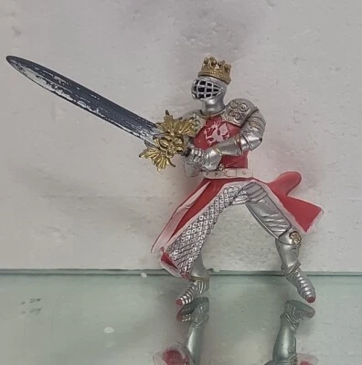Figura con espada PAPO Era Medieval Rojo y Blanco Dragón Rey Caballero 2014 Foto 1 de 2