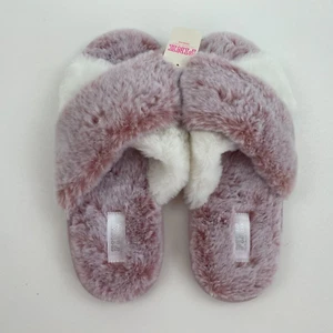 Victoria's Secret PINK Women's Plush Faux Fur Fuzzy On open Toe Slipper S NWT - Picture 1 of 9