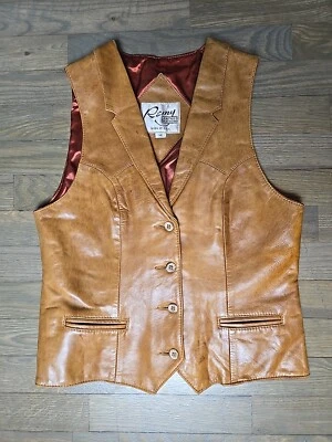 Colete Remy Leather Fashions tamanho 10 M Y2k vintage EUA colete de cowboy ocidental amanteigado - Imagem 1 de 4